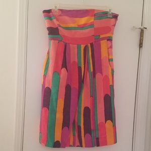 Tibi Colorful Multicolor Silk Linen Dress Sz. 6
